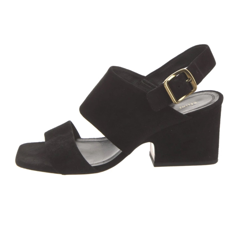 Celine Phoebe Black Suede Slingback Sandal sz 40 | US10